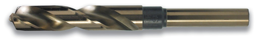 135 degree Split Point 19/32" Gold Surface Treated M42 Cobalt Reduced Shank Drill Twist Drill