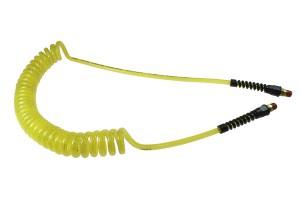 1/4 inch ID 1/4 inch NPT Swivel 10 feet Long Air Hose Coiled Hose Polyurethane Reusable Fitting Strain Relief Fitting Yellow