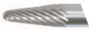 1-5/16" Cut Length 1/4" Shank Diameter 5/8" Cut Diameter Abrasive Carbide Burr Double Cut Taper Shape Radius