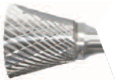 1/2" Cut Diameter 1/2" Cut Length 1/4" Shank Diameter Abrasive Carbide Burr Double Cut Inverted Cone Shape