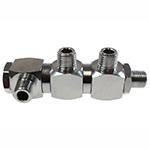 1/4 inch NPT Inlet 1/4 inch NPT Outlet 3 Port Air Manifold Swivel