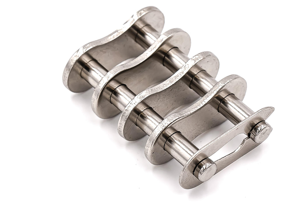 Roller Chain, British Metric ISO, 08B Pitch, Part, Nickel Plated, 1/2" Pitch, 2 Strands,