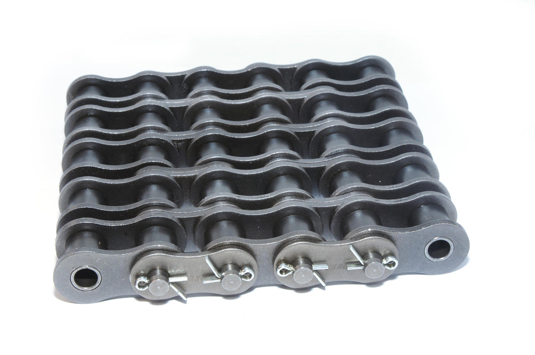 Roller Chain, ANSI Standard, 100 Pitch, Chain, Carbon Steel, 1-1/4" Pitch, 5 Strands,