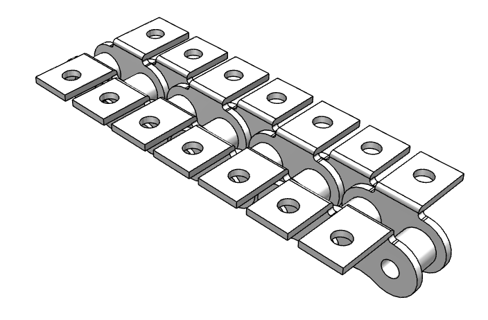 Roller Chain, ANSI Attachment, 100 Pitch, Attachment Chain, Carbon Steel, 1-1/4" Pitch, 1 Strand, K-1, EL