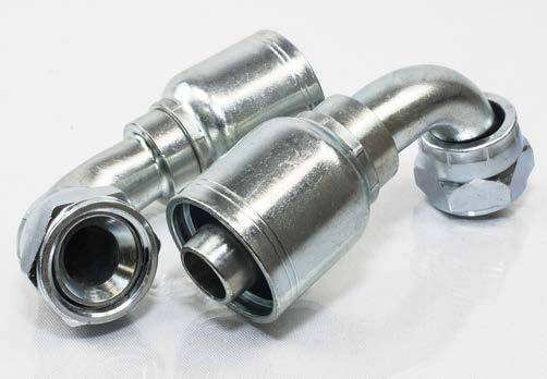 1/2" Hose ID, 7/8"-14 Thread, #10 JIC Thread, Female Swivel, 90 Elbow, 
