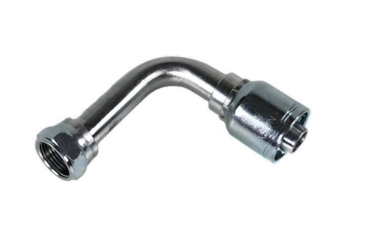 5/8" Hose ID, 1"-14 Thread, #10 ORFS Thread, Female Swivel, 90 Long Elbow, 