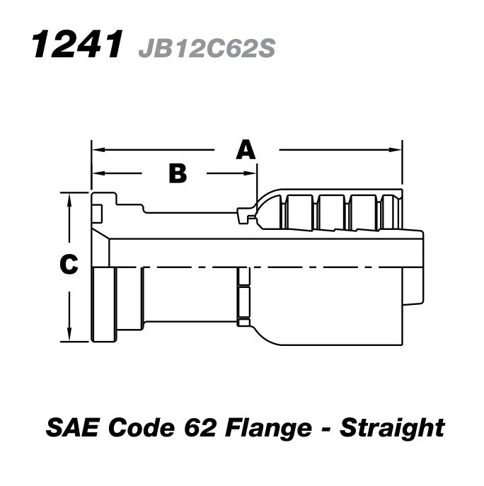 1-1/4" Hose ID, 1-1/2" Flange, 1-1/2" Code 62 Flange, Male Rigid, Straight, 