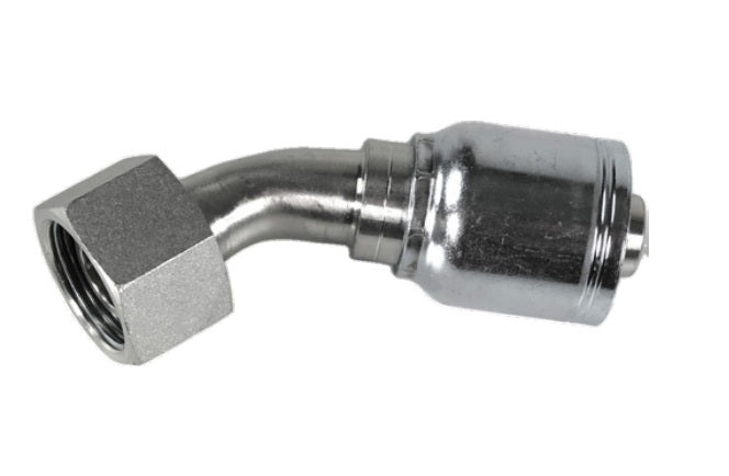 1-1/2" Hose ID, M52-2.0 Thread, M52 DIN 24 ORFS Thread, Female Swivel, 45 Elbow, 