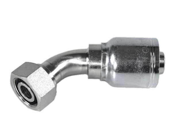 3/8" Hose ID, M20-1.5 Thread, M20 DIN 24 ORFS Thread, Female Swivel, 45 Elbow, 