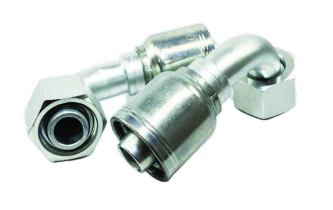 3/8" Hose ID, M20-1.5 Thread, M20 DIN 24 ORFS Thread, Female Swivel, 90 Elbow, 