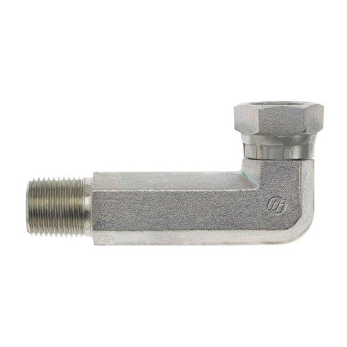 Steel, SAE J514 NPSM Swivel 90° Long Male Elbow, 1" Male NPTF 30° x 1" Female NPSM Swivel