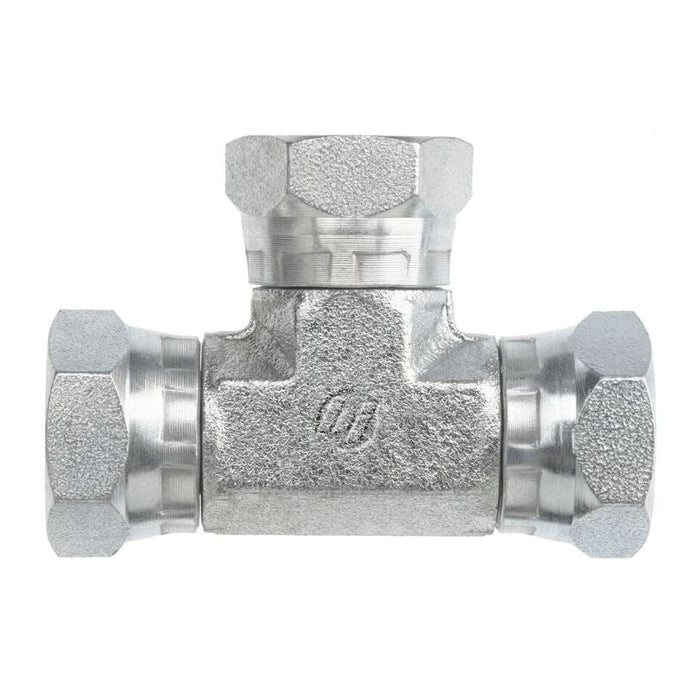 Steel, SAE J514 NPSM Swivel Union Tee, 1" Female NPSM Swivel