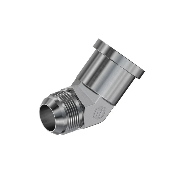 Steel, SAE J514 37° Flare 45° Code 61 Flange Forged Elbow, 2" Male JIC x 1-1/2" Split Flange Head