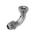 Stainless Steel, SAE J514 37° Flare Code 62 Flange 90° Swept Elbow, 1-1/2" Male JIC x 1-1/4" Split Flange Head
