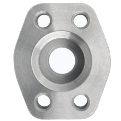 Steel, Flat Socket Pipe Weld 4-Bolt Flange Code 61 Flat Face, 3" Pipe Weld x 3" Pad Size