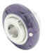 Royersford Foundry Type-E four bolt piloted flange bearing painted blue with two locking collars