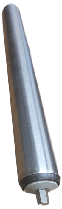 Metal roller with hex shaft extending from ends on a transparent background