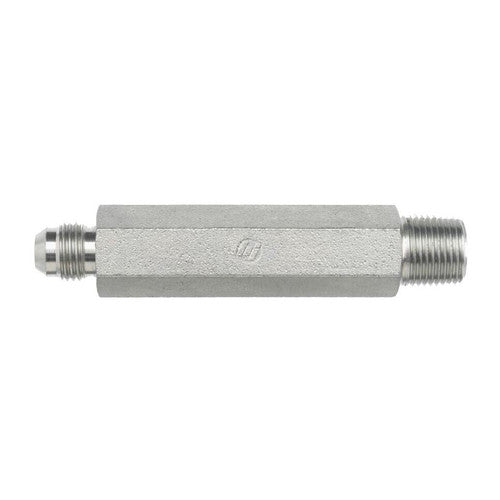 Stainless Steel, SAE J514 37° Flare Extra Long Male Connector, 1" Male JIC x 3/4" Male NPTF 30°