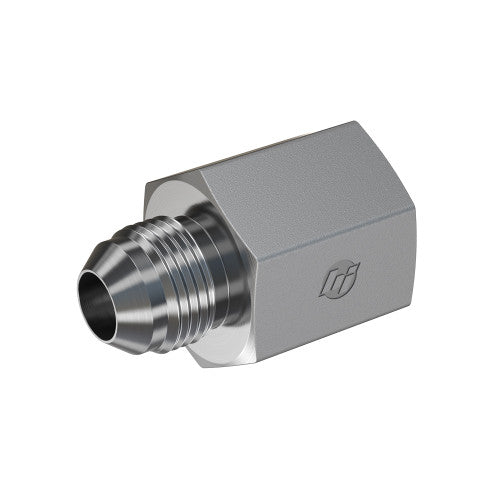 Steel, SAE J514 37° Flare Female Connector, 7/8" Male JIC x 1" Female NPTF