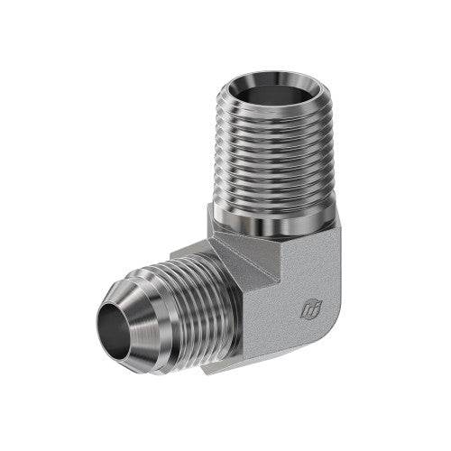 Brass, SAE J514 37° Flare 90° Male Elbow, 5/16" Male JIC x 1/4" Male NPTF 30°