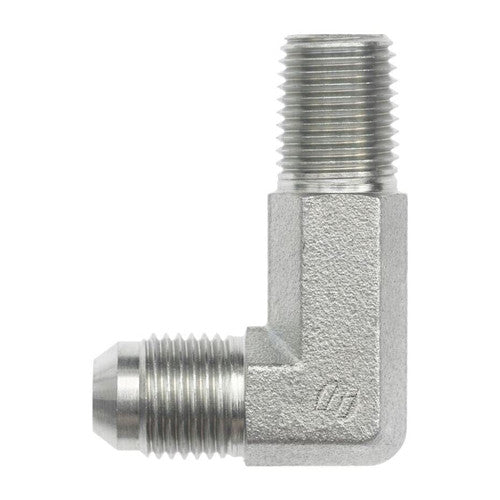 Steel, SAE J514 37° Flare 90° Long Male Elbow, 3/16" Male JIC x 1/8" Male NPTF 30°