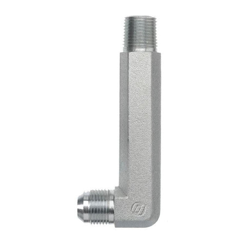Stainless Steel, SAE J514 37° Flare 90° Extra Extra Long Male Elbow, 1/4" Male JIC x 1/4" Male NPTF 30°
