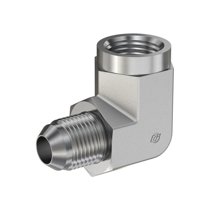 Stainless Steel, SAE J514 37° Flare 90° Female Elbow, 1/4" Male JIC x 3/8" Female NPTF
