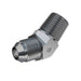Stainless Steel, SAE J514 37° Flare 45° Male Elbow, 1/2" Male JIC x 3/8" Male NPTF 30°