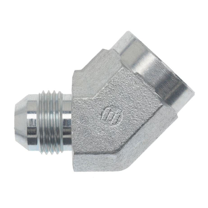 Stainless Steel, SAE J514 37° Flare 45° Female Elbow, 5/16" Male JIC x 1/4" Female NPTF