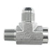 Stainless Steel, SAE J514 37° Flare Male Branch Tee, 1" Male NPTF 30° x 1" Female NPTF x 1" Male JIC