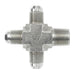Steel, SAE J514 37° Flare Male Pipe Cross, 3/4" Male JIC x 3/4" Male NPTF 30°