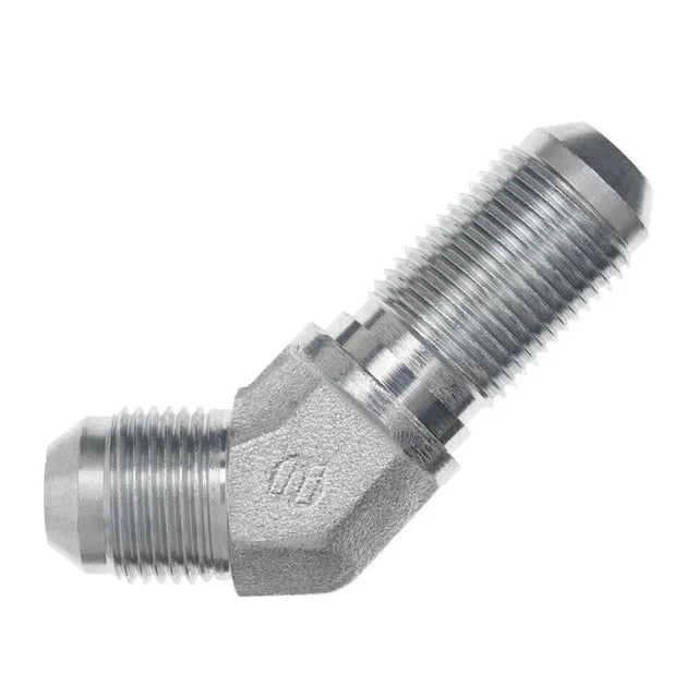 Steel, SAE J514 37° Flare Bulkhead 45° Elbow, 3/8" Male JIC x 3/8" Male JIC