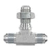 Stainless Steel, SAE J514 37° Flare Bulkhead Branch Tee With Lock Nut, 5/16" Male JIC