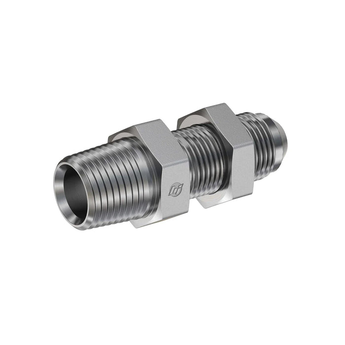 Stainless Steel, SAE J514 Flared Tube Male Bulkhead, 1" Male NPTF 30° x 1" Male JIC