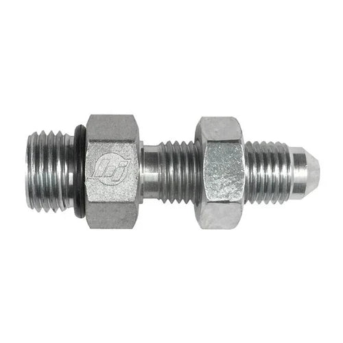 Steel, SAE J1926 O-Ring Boss Male Bulkhead With Lock Nut, 9/16-18 Male ORB x 3/8" Male JIC