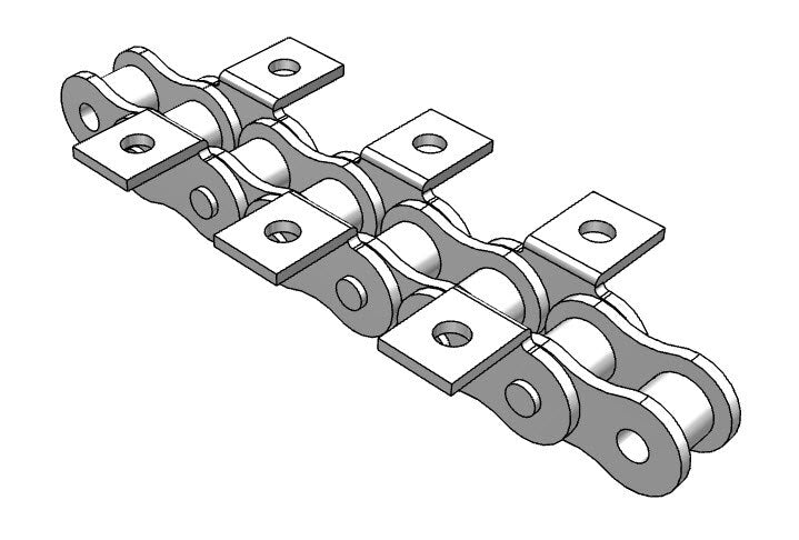Roller Chain, ANSI Attachment, 35 Pitch, Attachment Chain, Carbon Steel, 3/8" Pitch, 1 Strand, K-1, E2LP