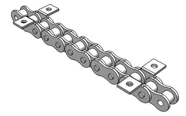 Roller Chain, ANSI Attachment, 35 Pitch, Attachment Chain, Carbon Steel, 3/8" Pitch, 1 Strand, K-1, E8LP