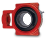 Royersford Foundry wide slot take up spherical roller bearing painted red with two locking collars