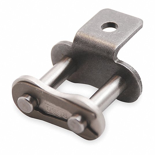 Roller Chain, ANSI Attachment, 40 Pitch, Part, Carbon Steel, 1/2" Pitch, 1 Strand, A-1, 