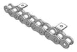 Roller Chain, ANSI Attachment, 40 Pitch, Attachment Chain, Carbon Steel, 1/2" Pitch, 1 Strand, A-1, E6LP