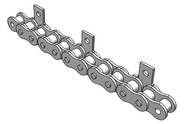 Roller Chain, ANSI Attachment, 40 Pitch, Attachment Chain, 304 Stainless , 1/2" Pitch, 1 Strand, SA-1, E4LR