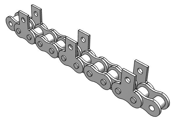 Roller Chain, ANSI Attachment, 40 Pitch, Attachment Chain, 304 Stainless , 1/2" Pitch, 1 Strand, SK-1, E4LR