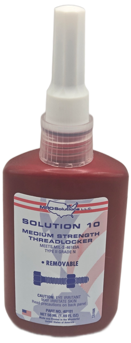 MRO Solutions Solution 10 Medium Strength Blue Threadlocker Pipette 2 gram Pipette (250/case)