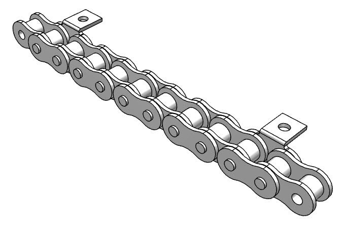 Roller Chain, ANSI Attachment, 40 Pitch, Attachment Chain, 304 Stainless , 1/2" Pitch, 1 Strand, A-1, E4LP