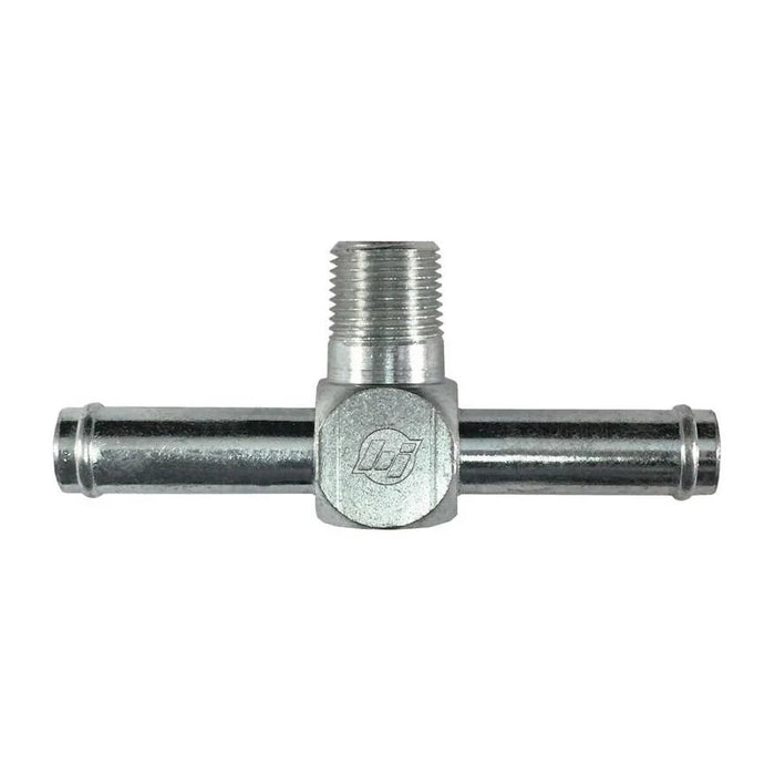 Steel, SAE J1231 Hose Bead Male Branch Tee, 1/2" Beaded Hose Barb x 3/8" Male NPTF