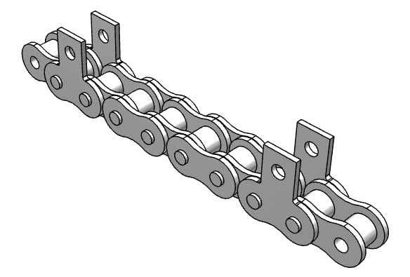 Roller Chain, ANSI Attachment, 50 Pitch, Attachment Chain, 600 Stainless , 5/8" Pitch, 1 Strand, SK-1, E6LP