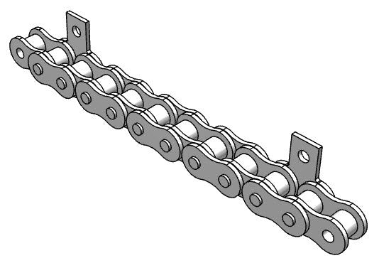 Roller Chain, ANSI Attachment, 50 Pitch, Attachment Chain, 600 Stainless , 5/8" Pitch, 1 Strand, SA-1, E8LP