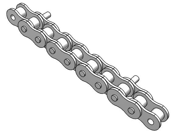 Roller Chain, ANSI Attachment, 50 Pitch, Attachment Chain, Carbon Steel, 5/8" Pitch, 1 Strand, D-1, E6PIN