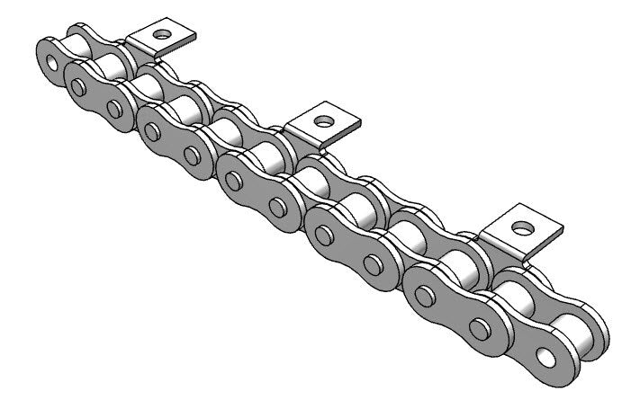 Roller Chain, ANSI Attachment, 50 Pitch, Attachment Chain, Carbon Steel, 5/8" Pitch, 1 Strand, A-1, E4LR