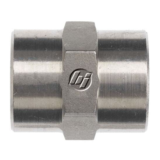 Stainless Steel, SAE J514 Pipe Hex Coupling, 1" Female NPTF x 3/8" Female NPTF